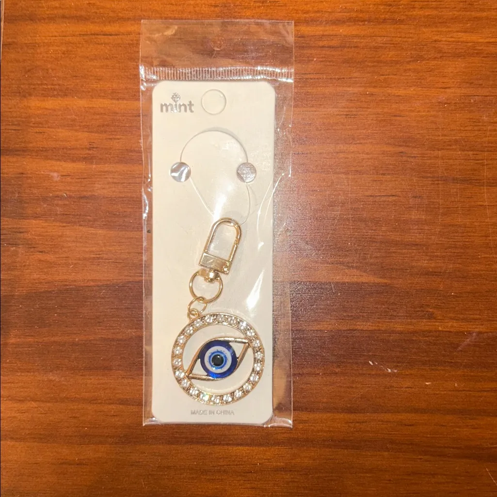 Gold Evil Eye Crystal Bag Charm | Rhinestone Keychain Bag Accessory NEW - Image 4