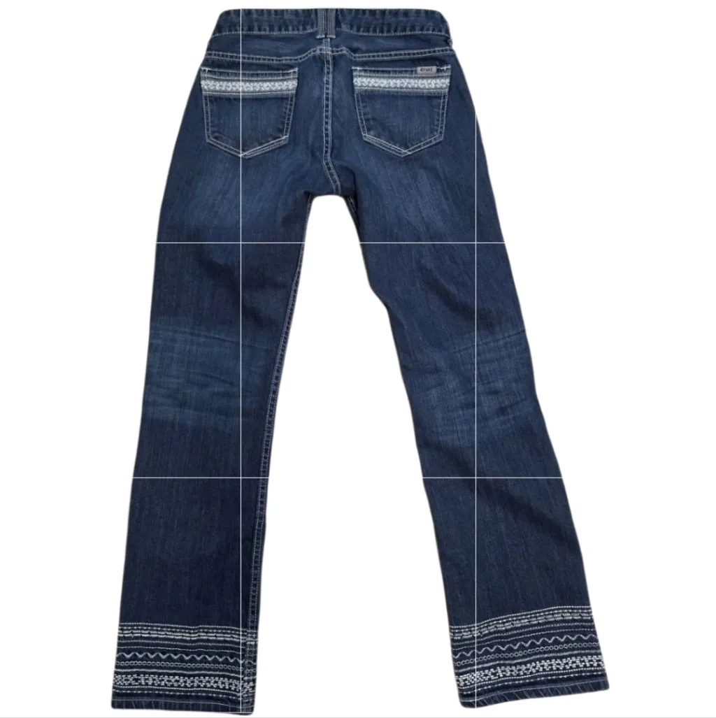 CRUEL Denim Womens Abby Jeans Bootcut Embroidered Hem Size 29/7 Y2K Embellished - Image 2