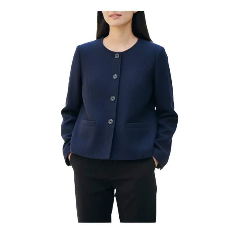 COTSWOLD Collections Boiled 100% Wool Jacket Women L Blue Classic Office Made UK Size L - Image 2