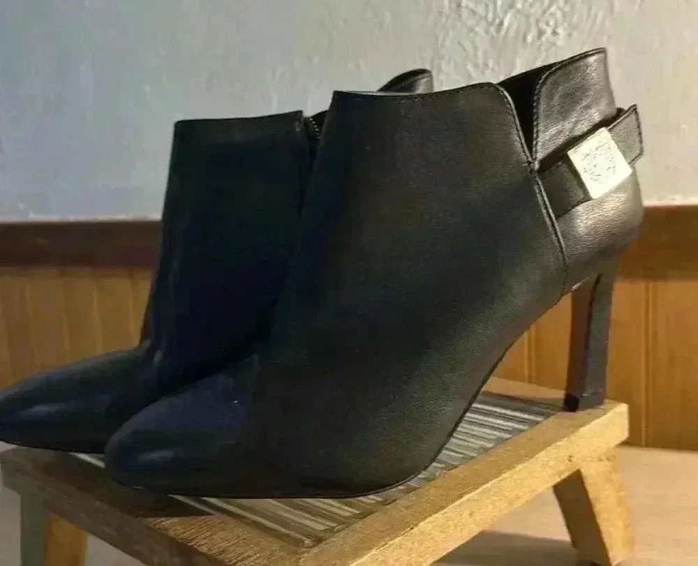 Vince Camuto Lokari Black Leather High Heel Booties - Image 2