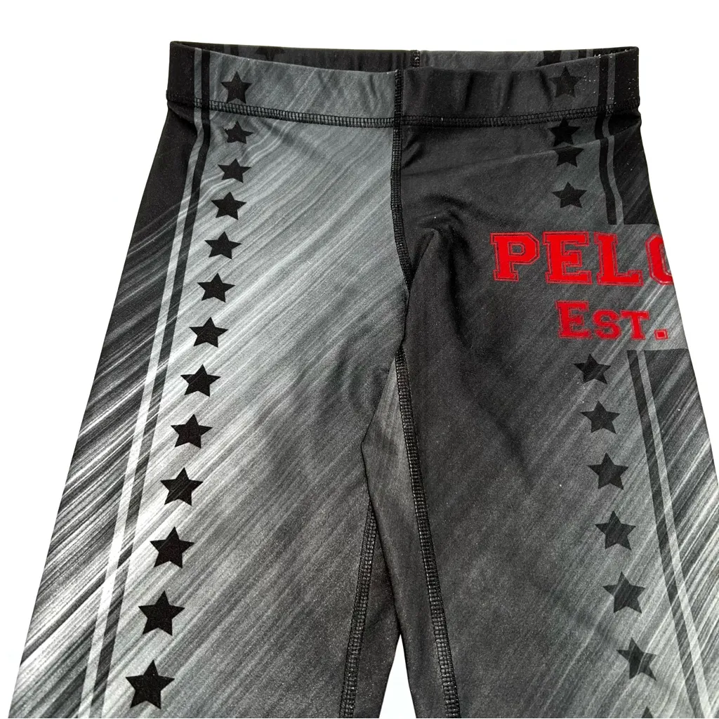 Terez Peloton Black and Gray w/ Stars Leggings w/Red Brand Spell Out-Size S - Image 4