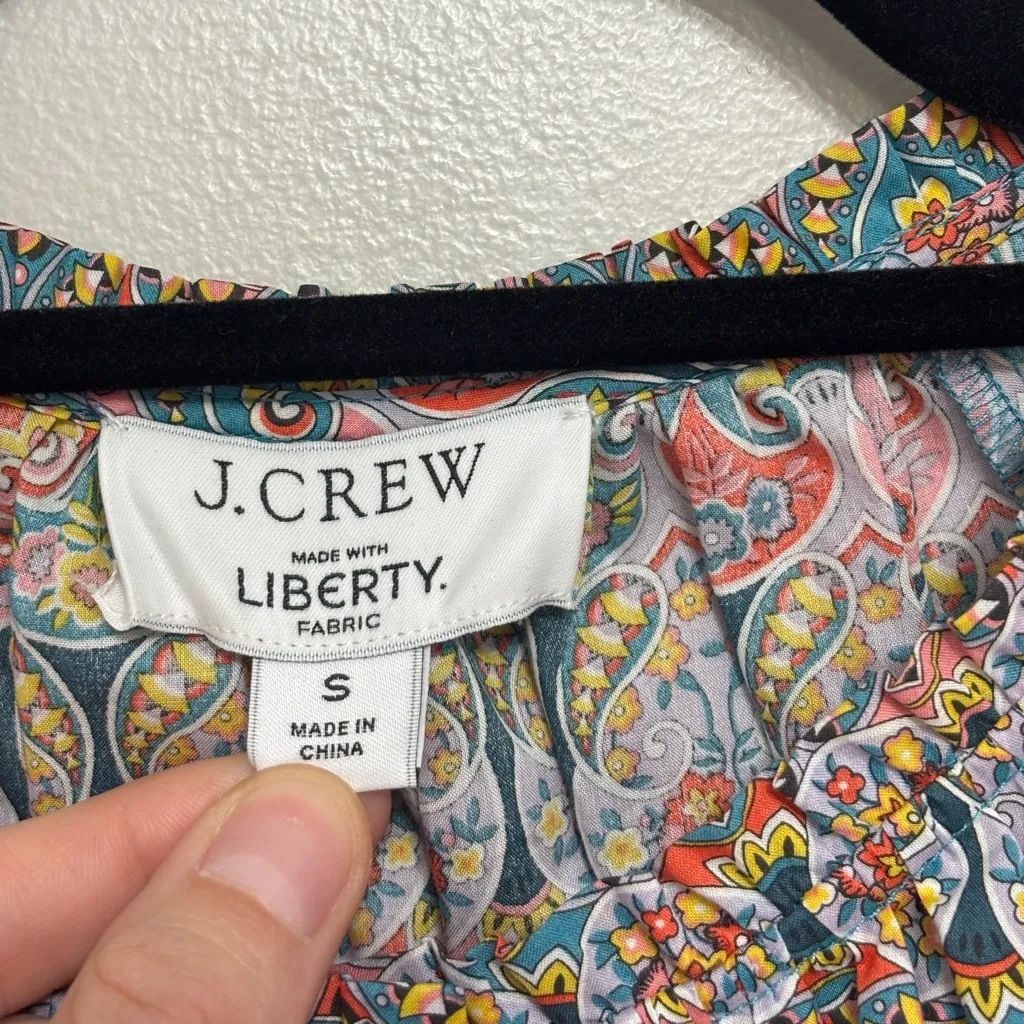 J. Crew Tie-Waist Organic Cotton Top in Liberty Giorgia Duke fabric - Size S - Image 6