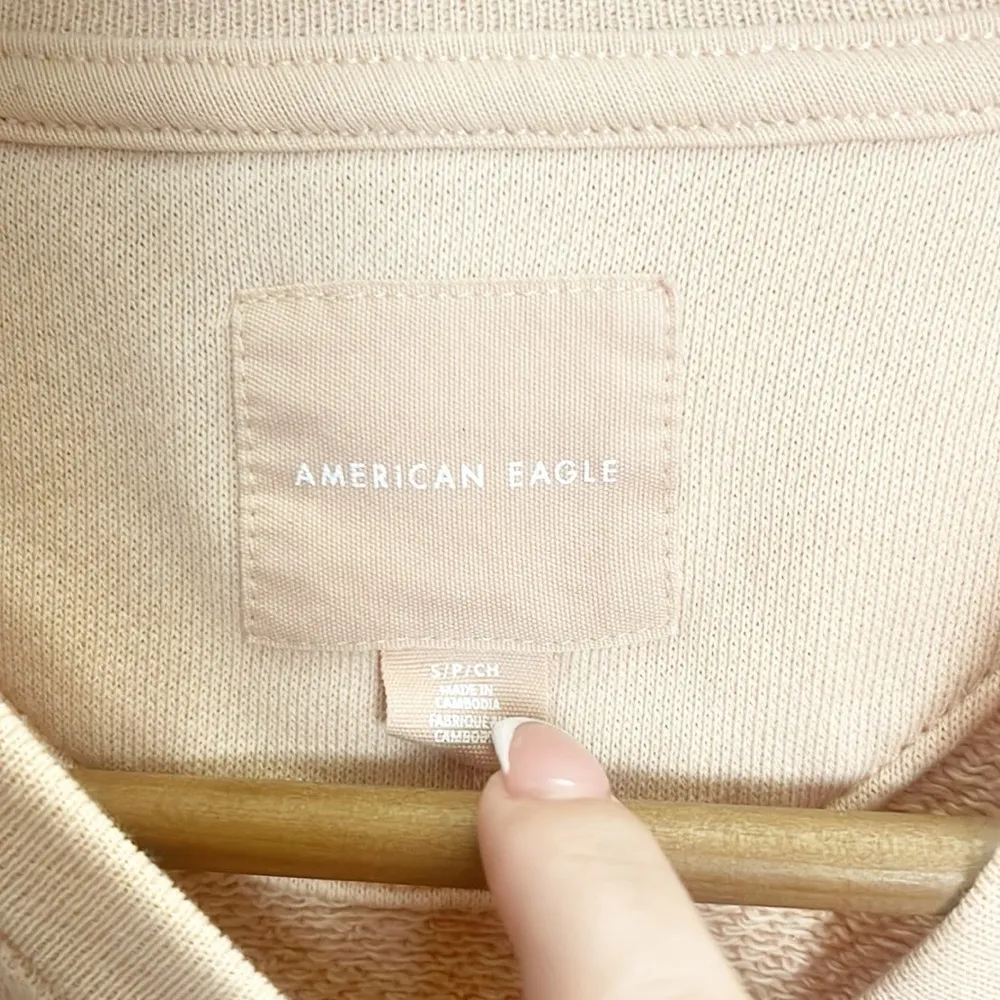 American Eagle Cotton Blend Orange Button-Up Long Sleeve Shirt - Image 6