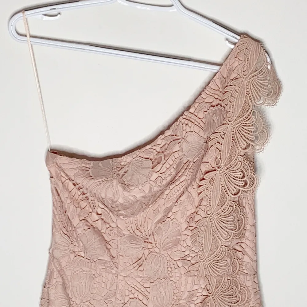 Reiss Mena one shoulder blush crochet lace dress size 8 - Image 89