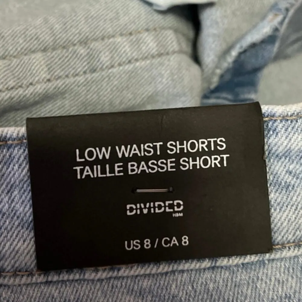 NEW H&M Divided Blue Medium Wash Mid Rise Frayed Raw Hem Denim Jeans Shorts 8 - Image 6
