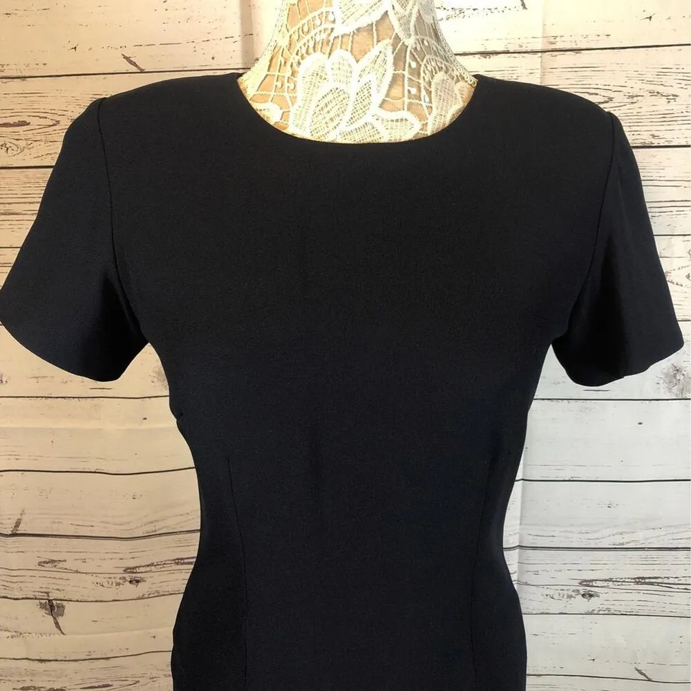 Lord & Taylor petite fitted Navy short sleeved round neck dress size 4 petite Blue - Image 5