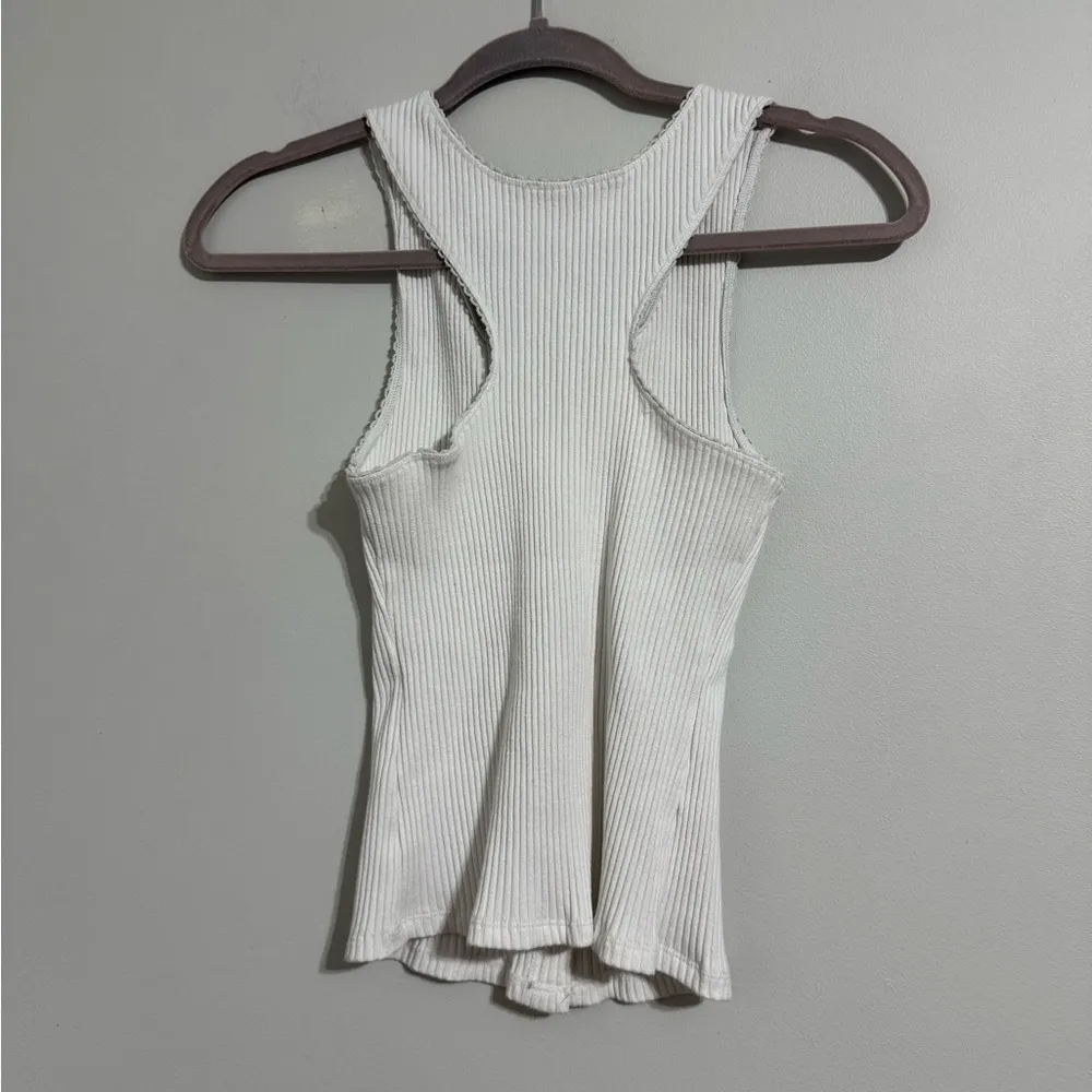 White Ribbed Tank Top - Image 2