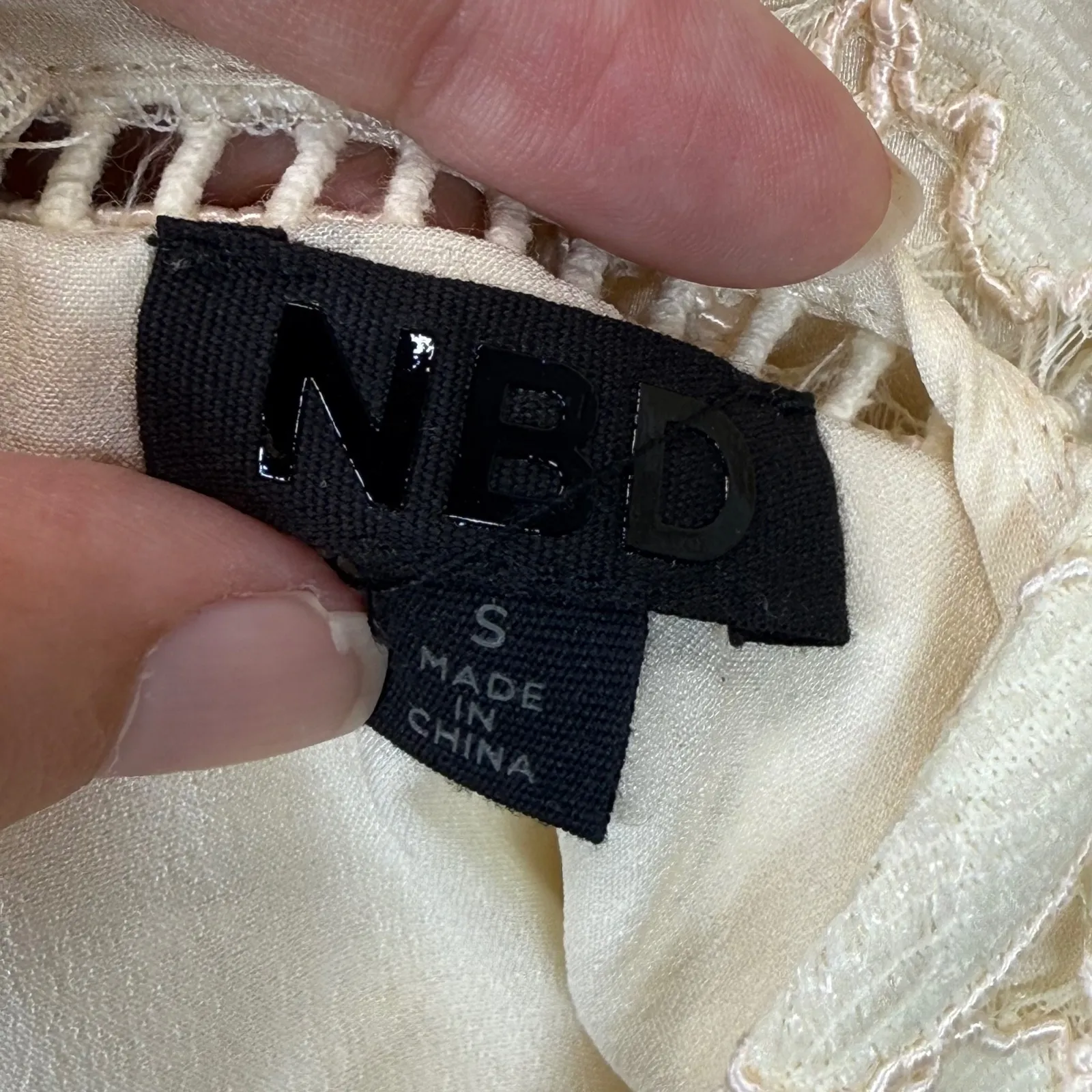 NBD Lace Mini Dress Asymmetrical Cocktail Party‎ Dress Cream Size S READ - Image 8