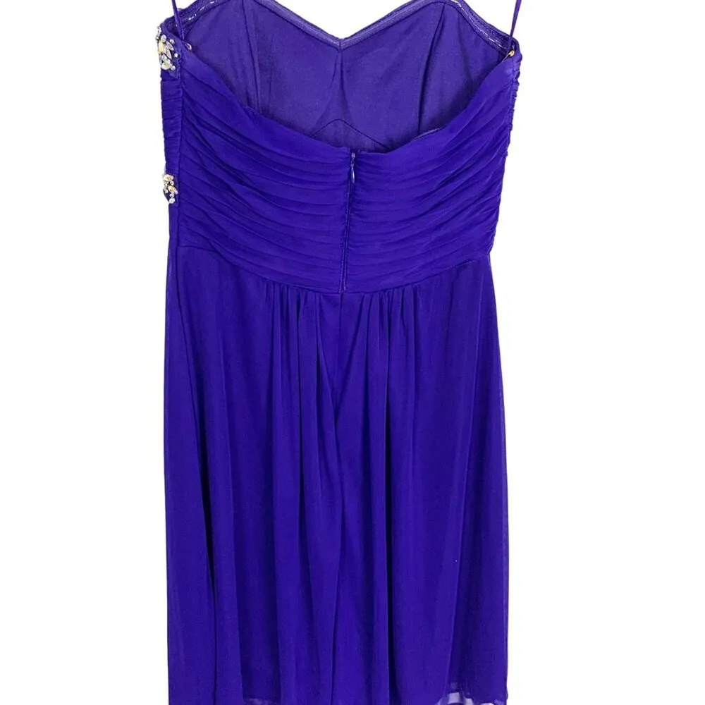Blondie Nites Purple Chiffon Pleated Jeweled Strapless Cocktail Dress 3 Prom - Image 6