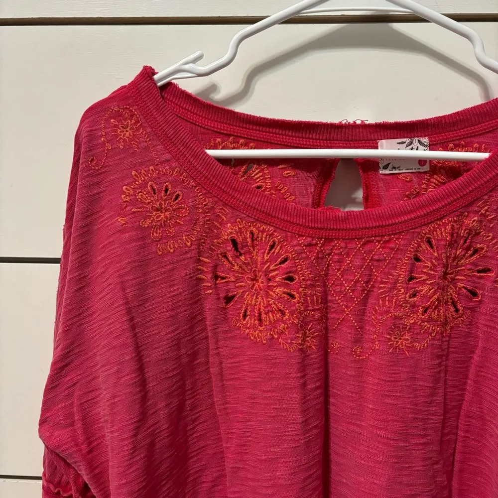 Free People Embroidered Long Sleeve Open Back Top - Image 4