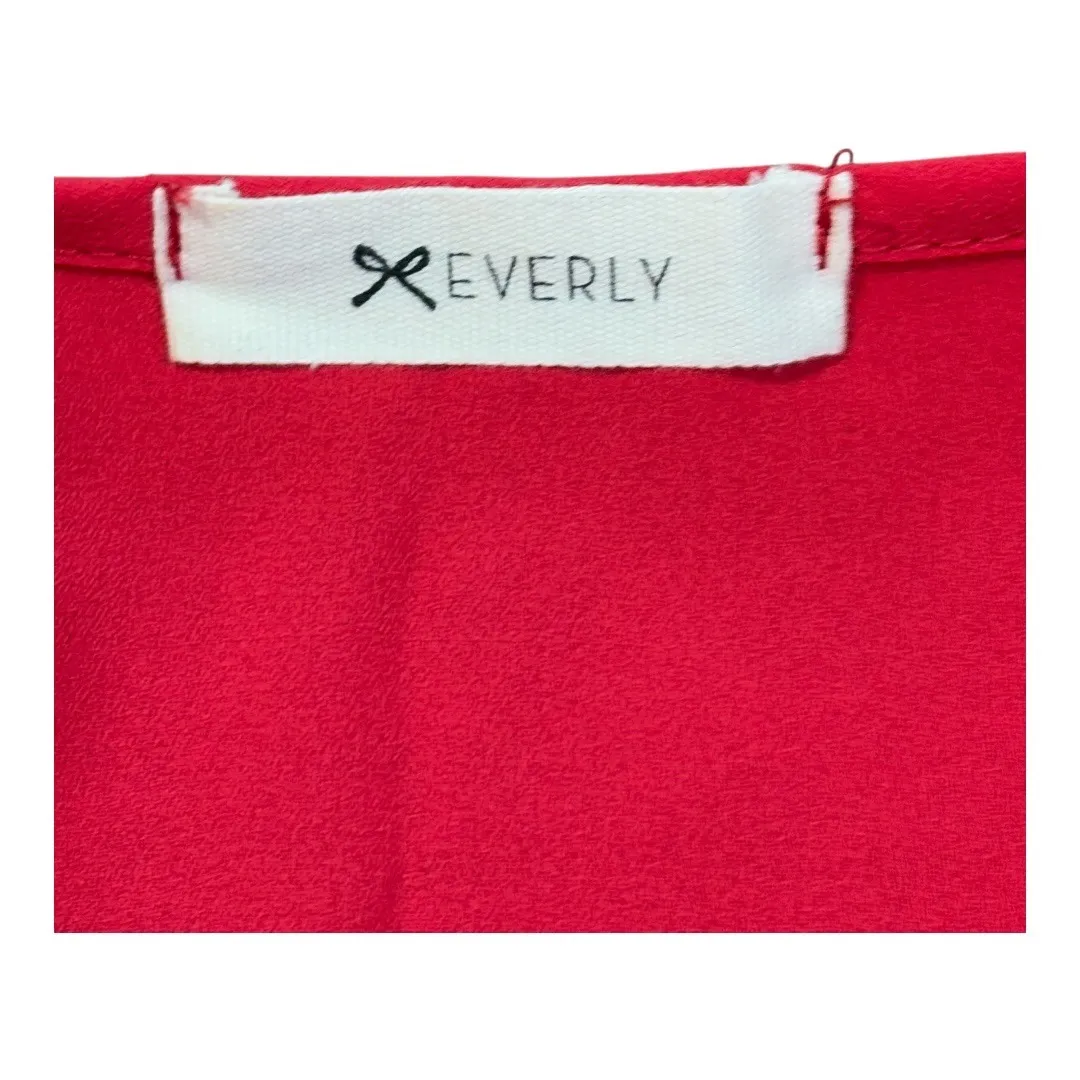 Everly Red Wrap Dress V-Neck‎ Short Sleeve Casual Dress Women Size Small - Image 5