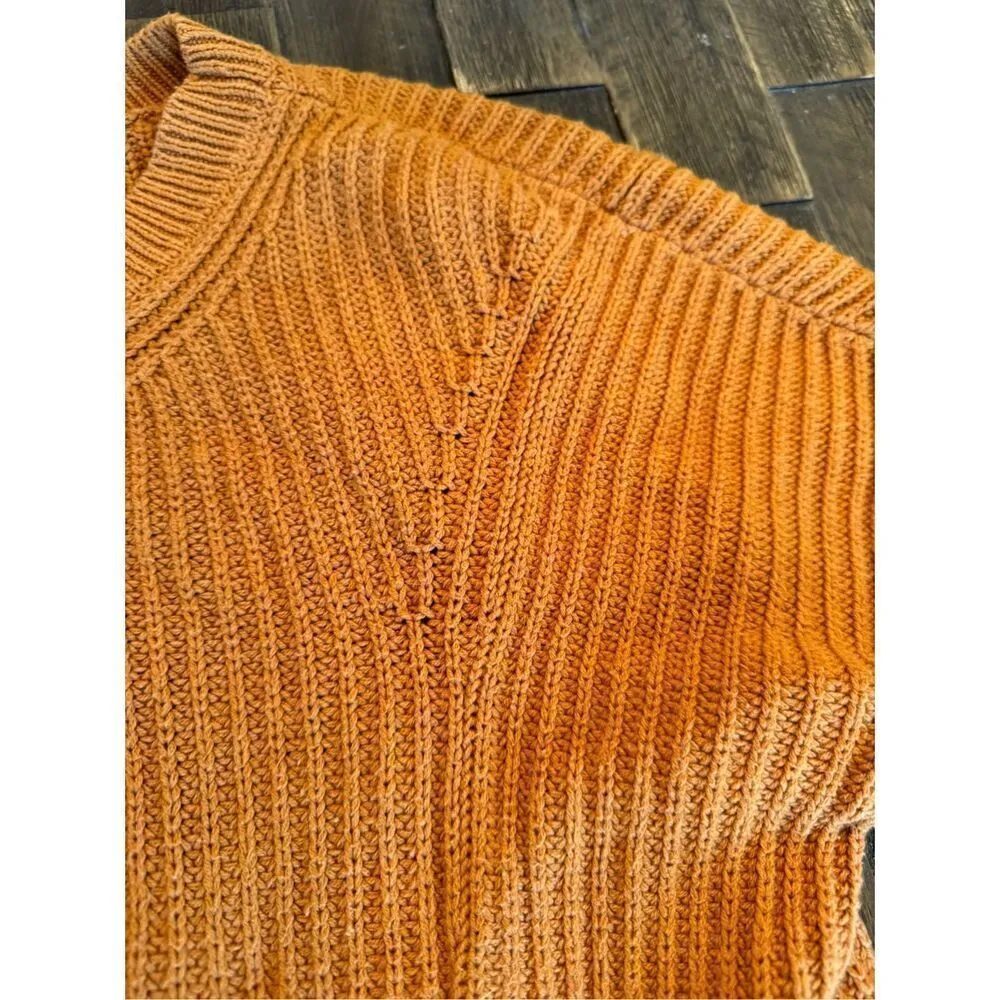 Cabi Step-Up Sweater Size S Chunky Knit Crew Neck orange - Image 4