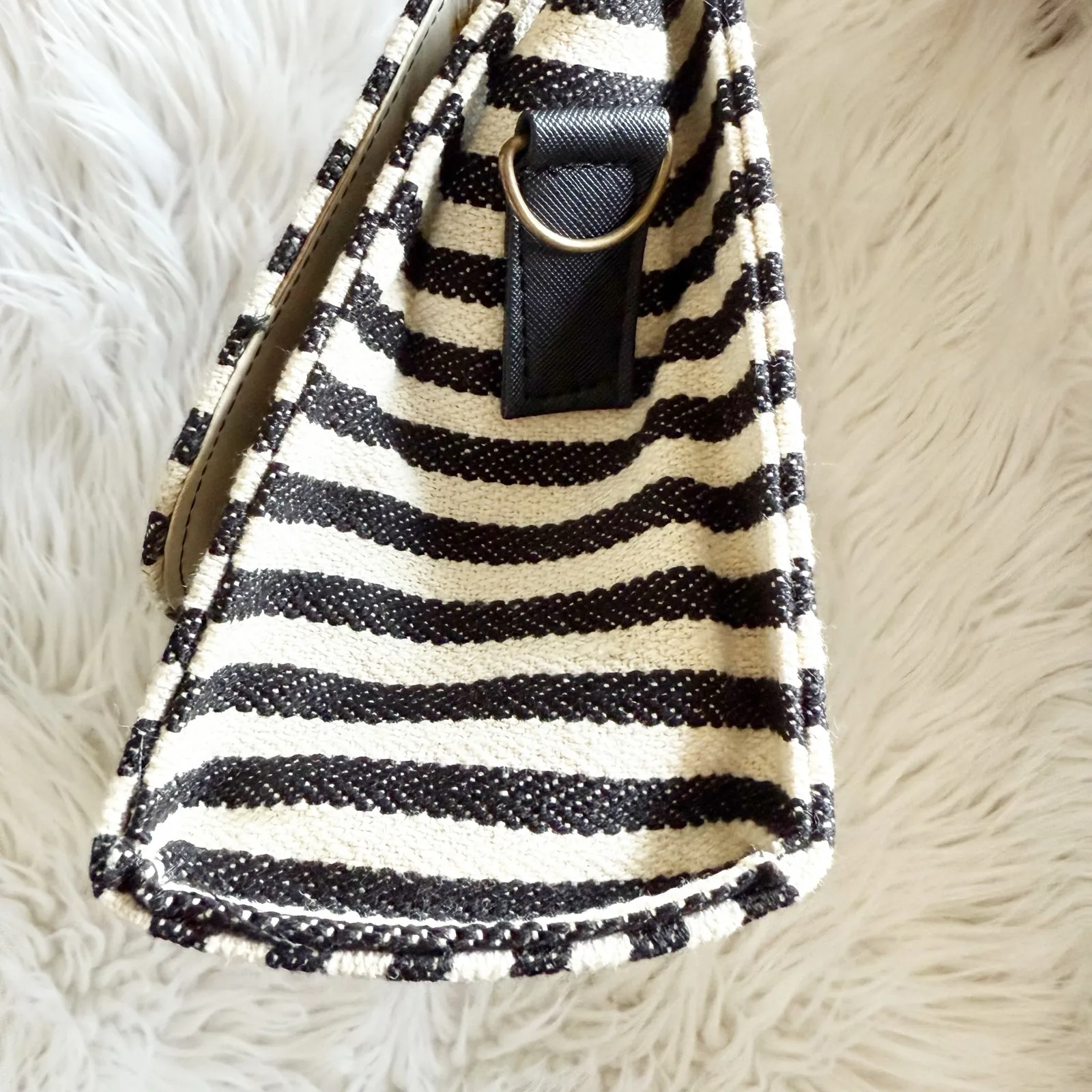 BELO HORIZONTE | Navy White Nautical Satchel Long Strap Handle Bag Purse Hampton Blue - Image 5