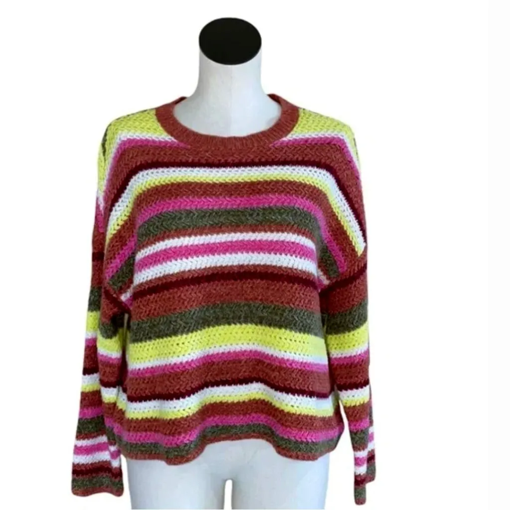 NWOT American Eagle Outfitters Multicolored Rainbows Striped Knit Sweater - Image 2