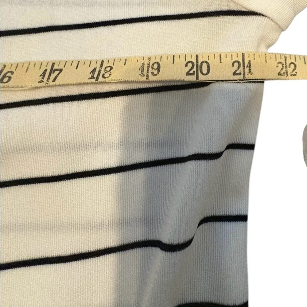 Misook black and white striped one button long sleeve cardigan size large - Image 5