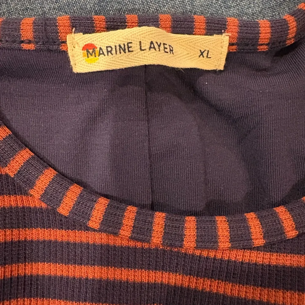 Marine Layer Lexi Rib Daytime Midi Dress striped XL blue brown - Image 4