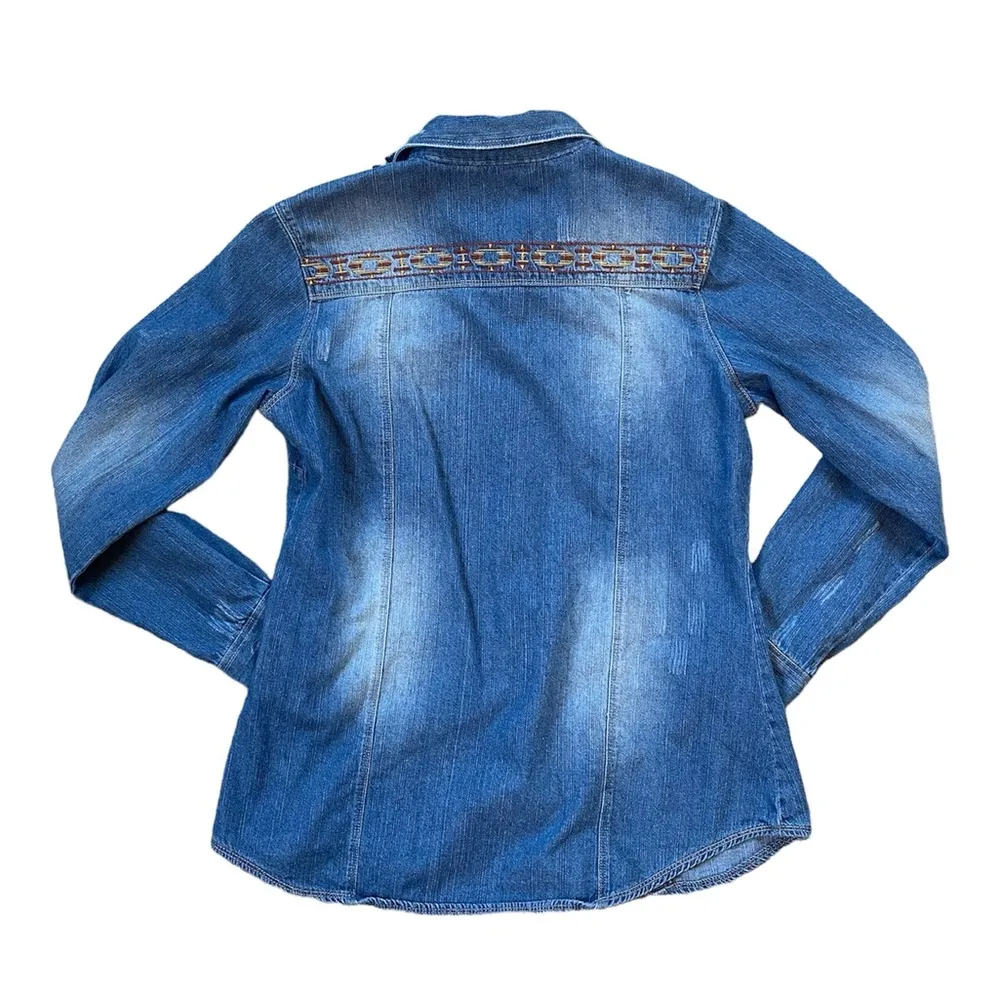 Wrangler Embroidered Denim Snap Button Shirt - Image 3