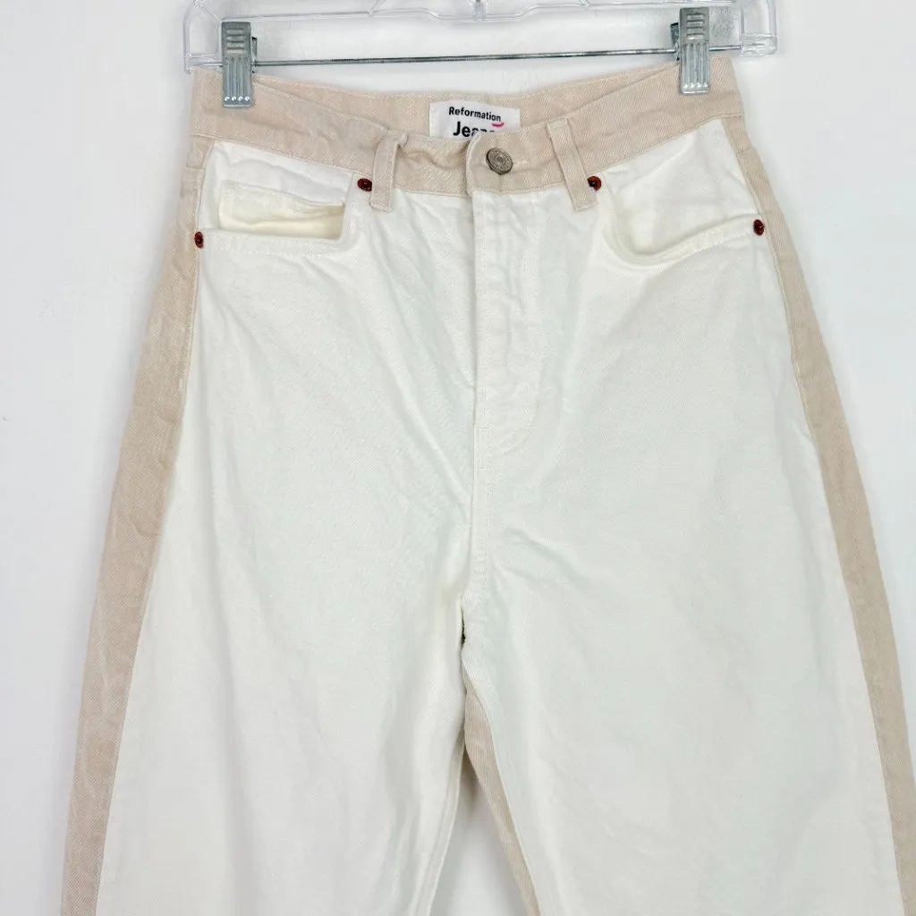 Reformation Sandy Tonal Reworked High Rise Relaxed Straight Jeans Size 25 GUC - Image 3