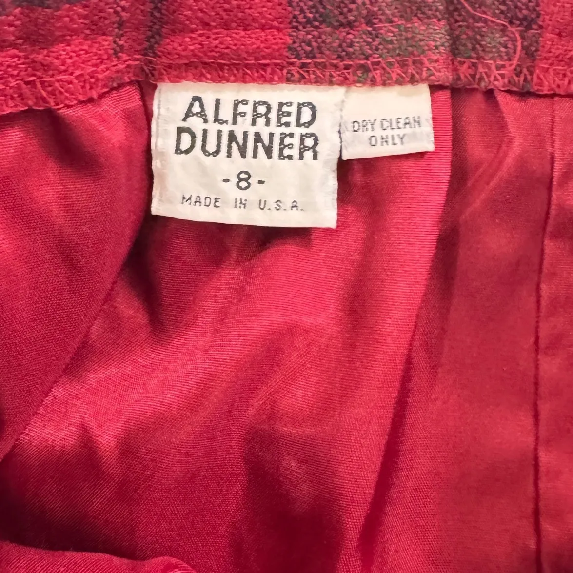 VTG Alfred Dunner Plaid Wool Blend Midi Skirt Button Waist Elastic Back Sz 8 USA - Image 3
