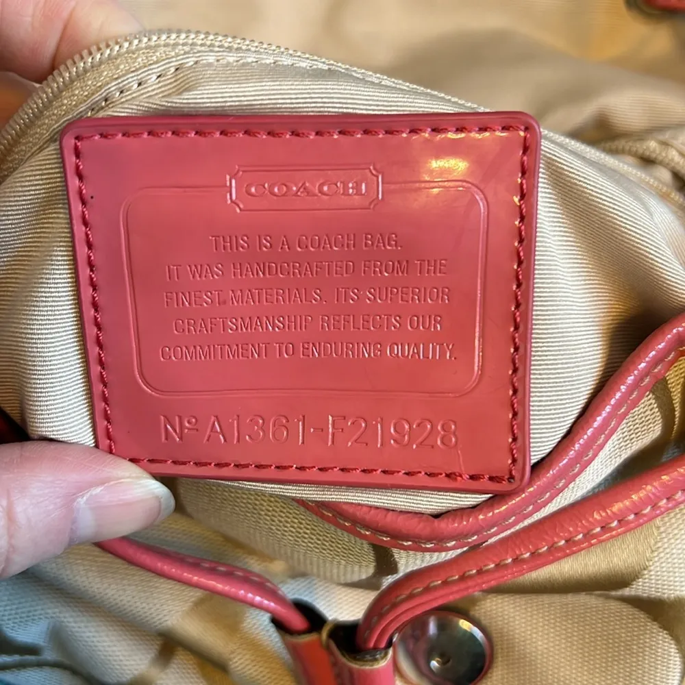 Coach Signature Stripe F21928 Backpack In Tan And Poppy Orange - Image 6