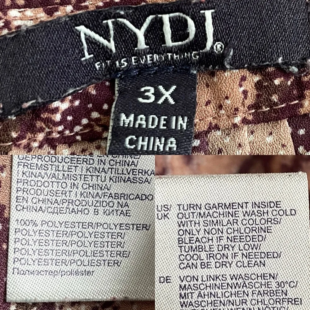 NYDJ Womens Shirt Blouse Pink Pirple Floral Button Front Plus Size 3X - Image 11