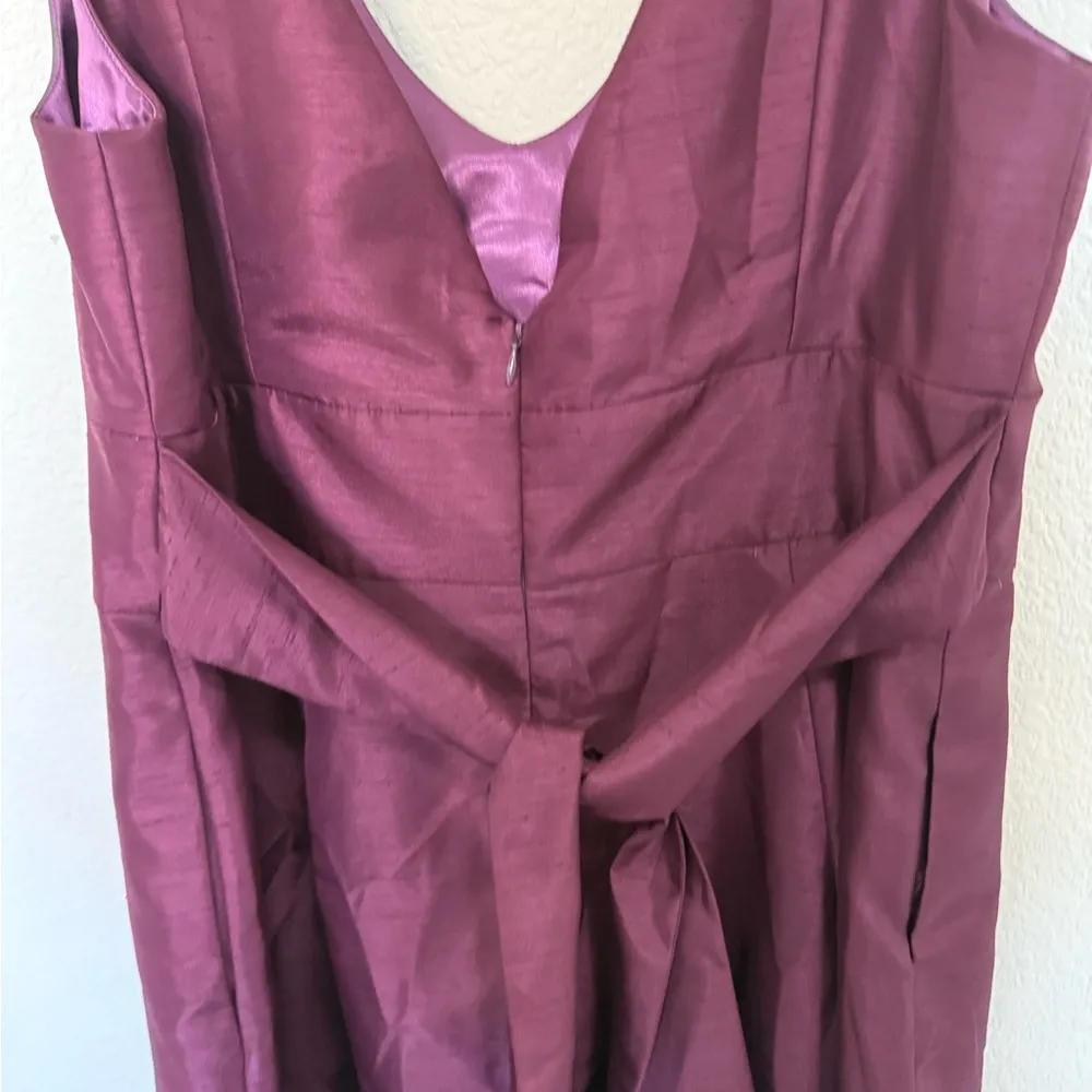 Jenny Yoo Collection Cadie Plum Purple Shantung Sash
Waist Tie Cocktail Dress 24 - Image 7