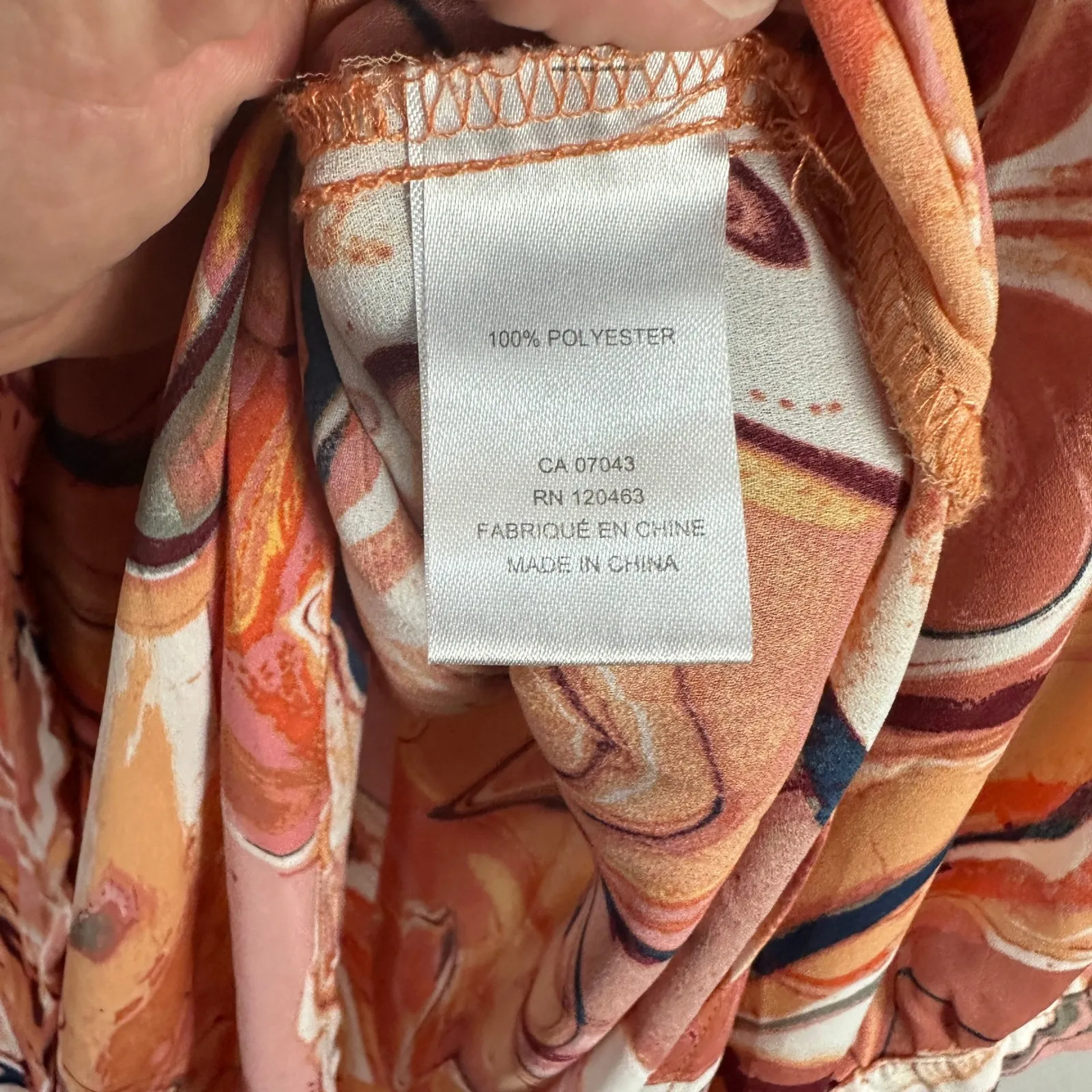 Cynthia Rowley Blouse 2X Abstract Swirl Print Button Front Boho Artistic Retro - Image 3