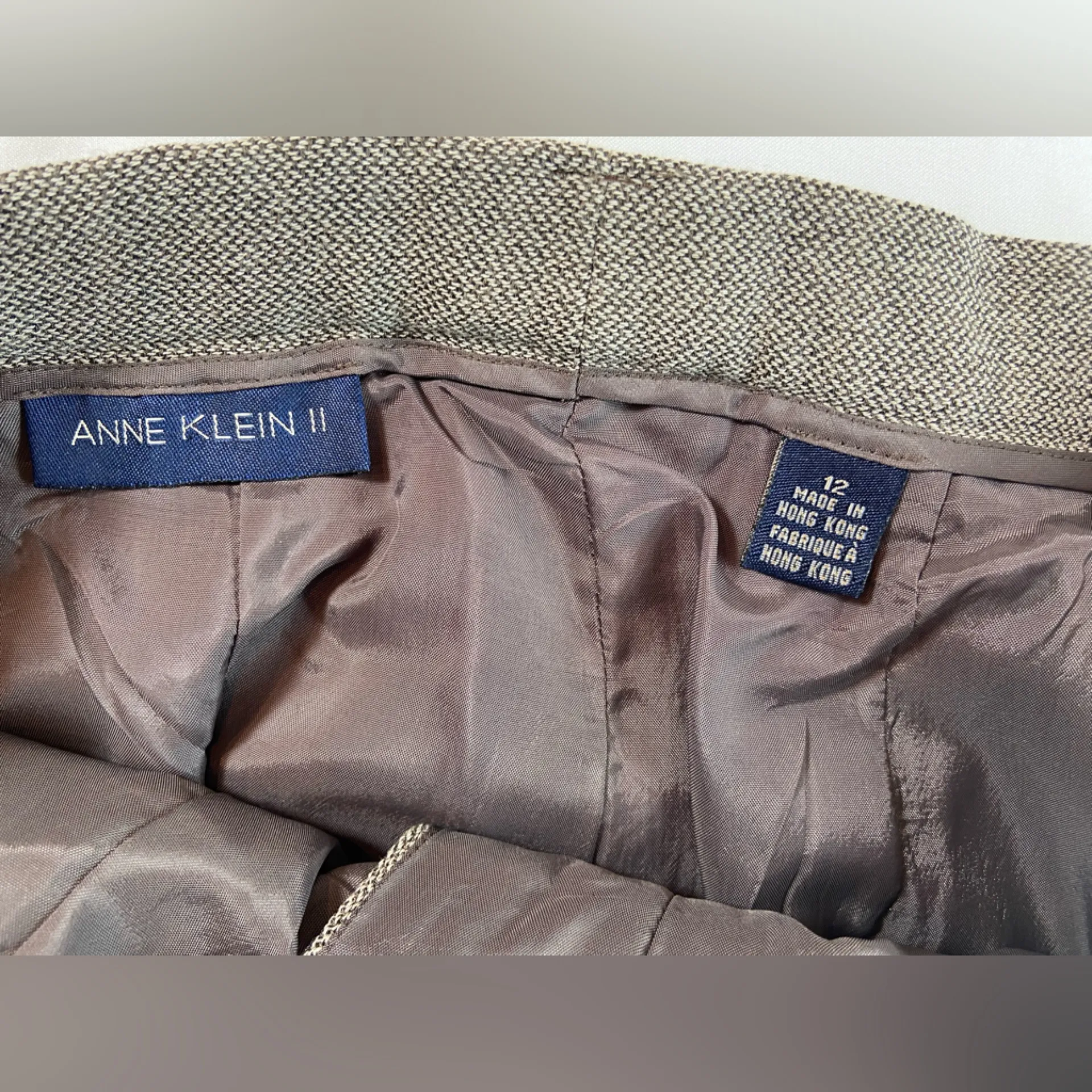 Anne Klein II Womans Suit Vintage Jacket SZ 14 Pants‎ SZ 12 Brown - Image 10