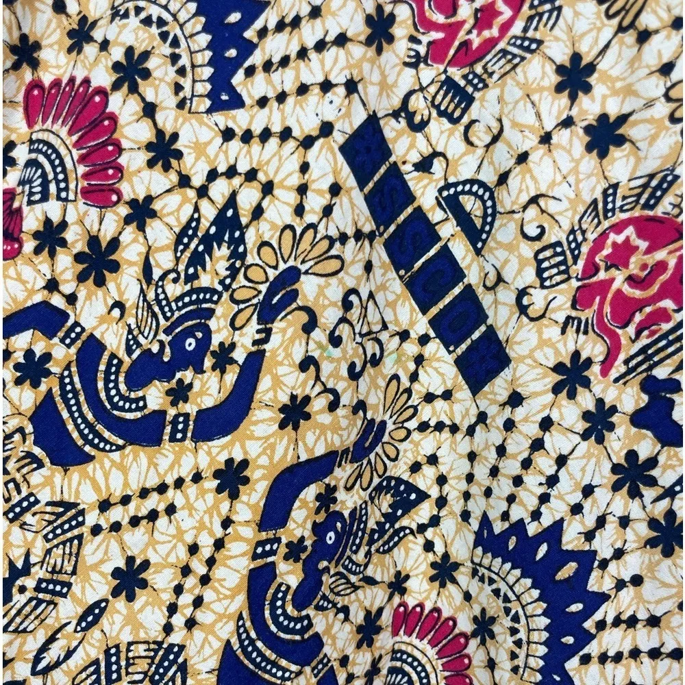 Vintage 100% Cotton Yellow African‎ Egyptian Traditional Printed Wrap Skirt Size M - Image 3