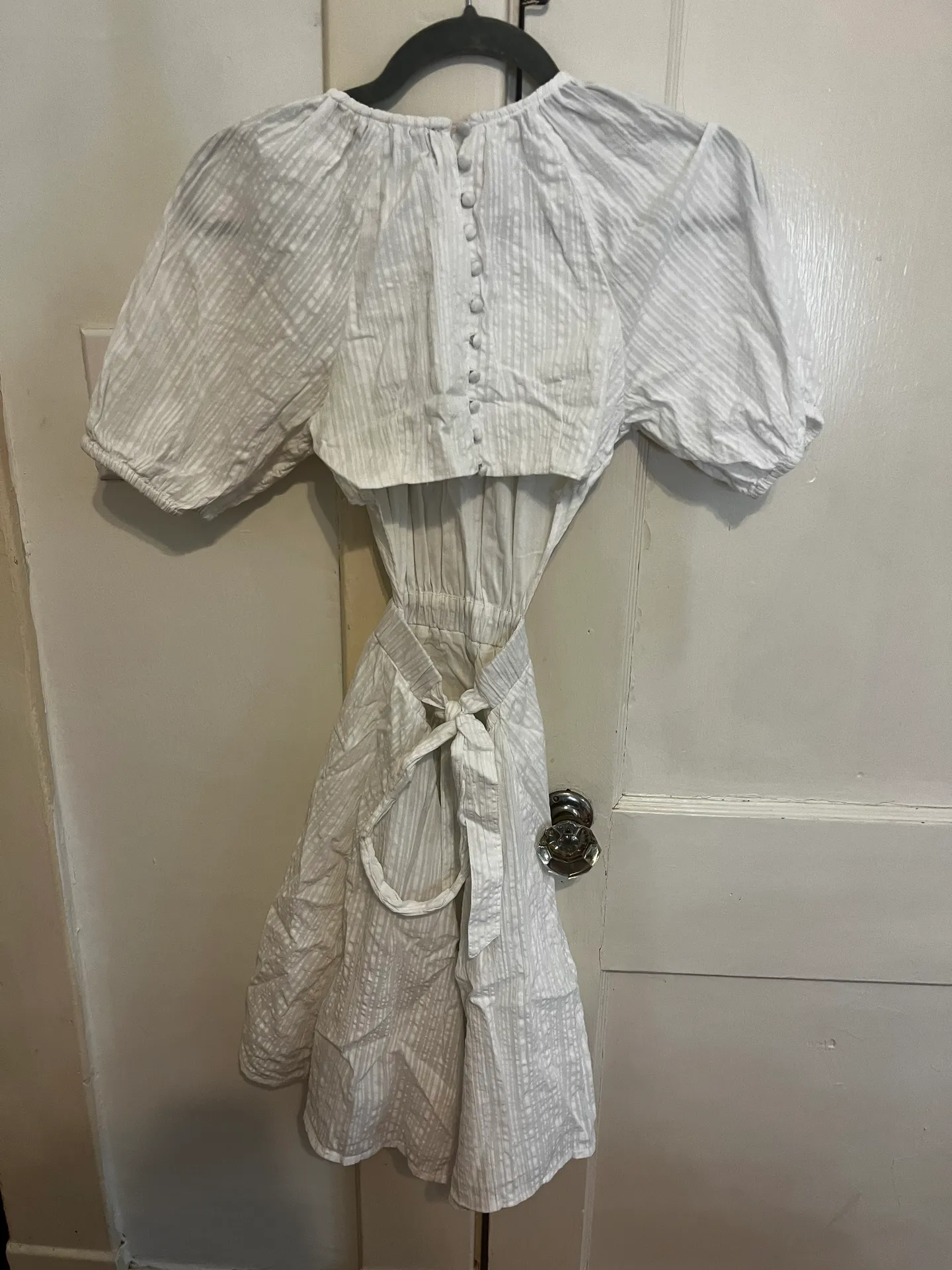 Petite White Puff Sleeve Mini Dress - Image 7