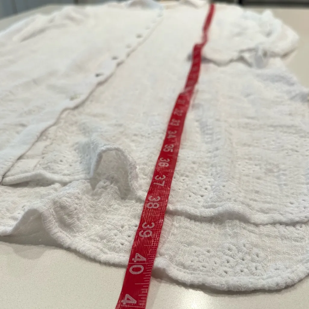 J. Jill Cotton White Gauze Embroidered Textured Long Cardigan Size‎ Medium - Image 4