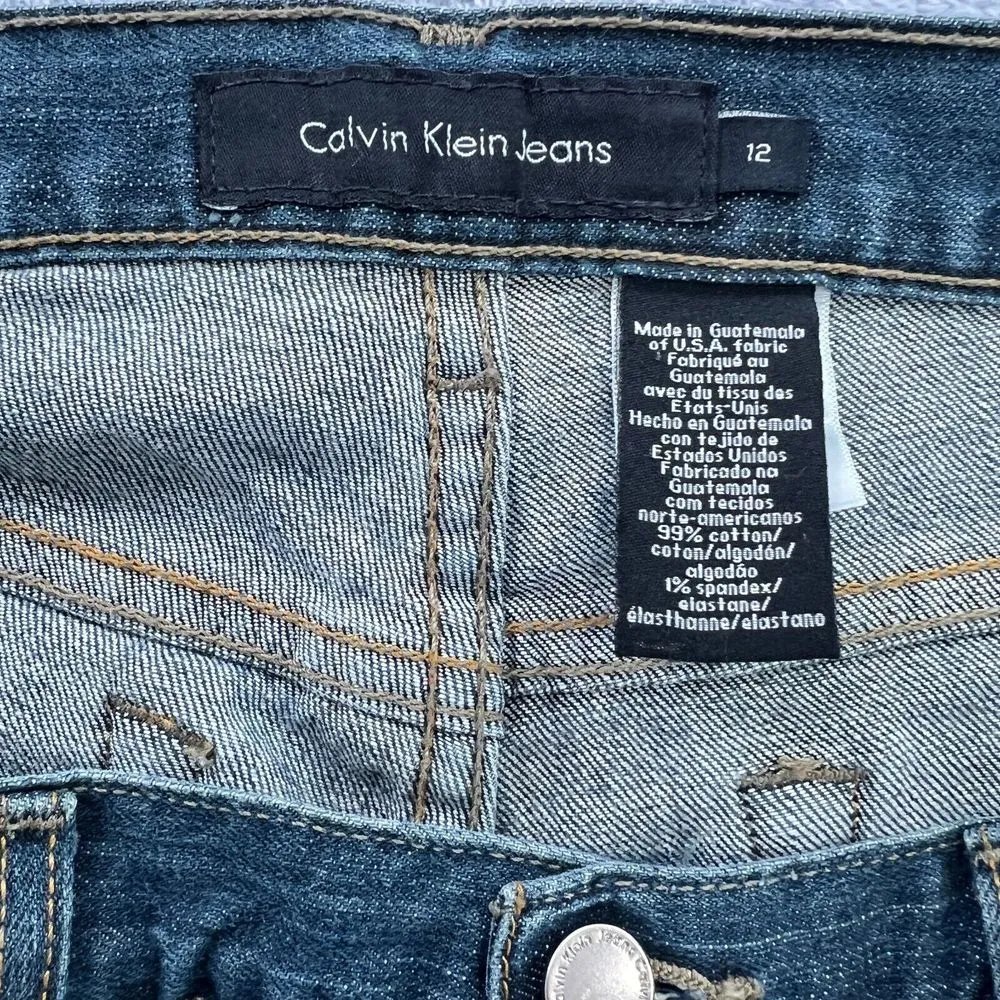 Calvin Klein Womens Jeans (12) 34 x 33 Dark Wash Denim Flare Western Bowgirl 90s - Image 3