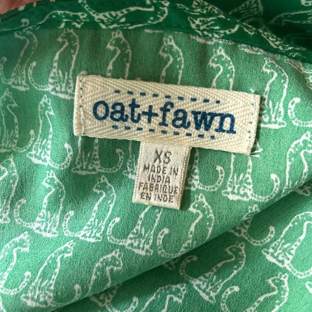 Anthropologie Oat + Fawn Cat Print High Low Top Size XS - Image 11