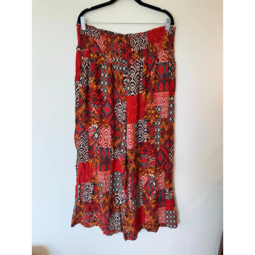 NWT Torrid Pull On Wide Leg Stretch Challis Smocked Waist Pants Red Women 2XL - Image 4