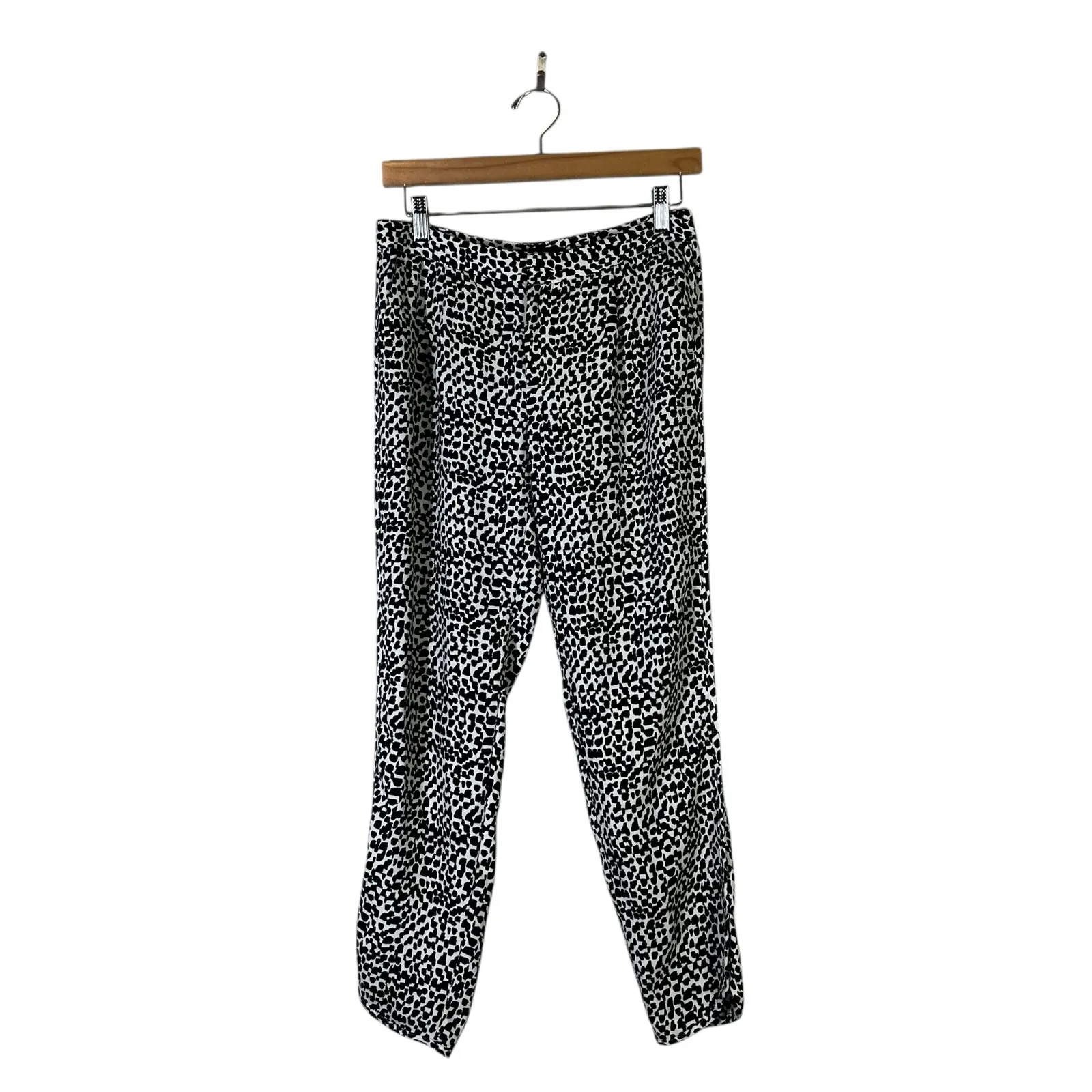 Banana Republic Animal Print Straight Leg Trousers Womens 0 Black White Glam - Image 2