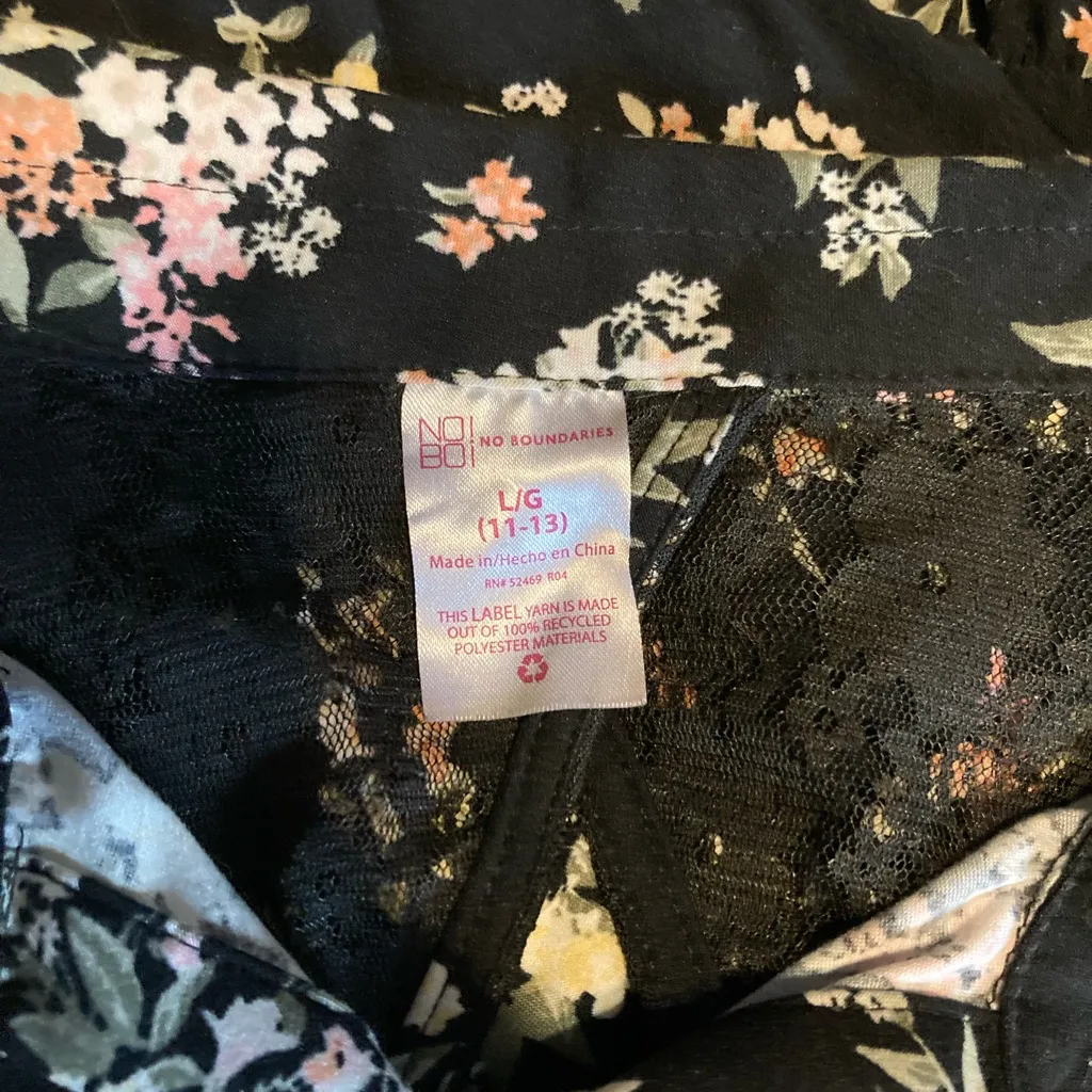 No Boundaries  Black Floral lace open back romper - Image 2