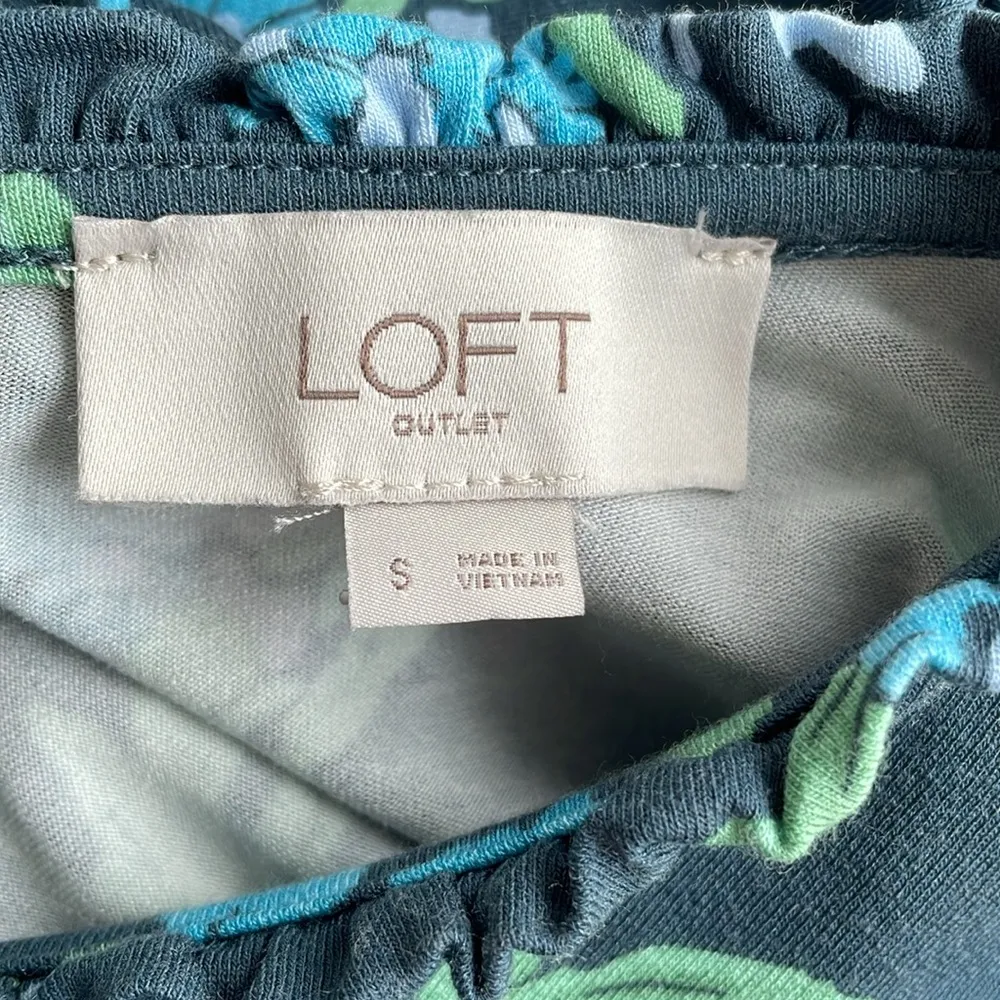 Loft Navy Floral MIDI Dress - Image 5