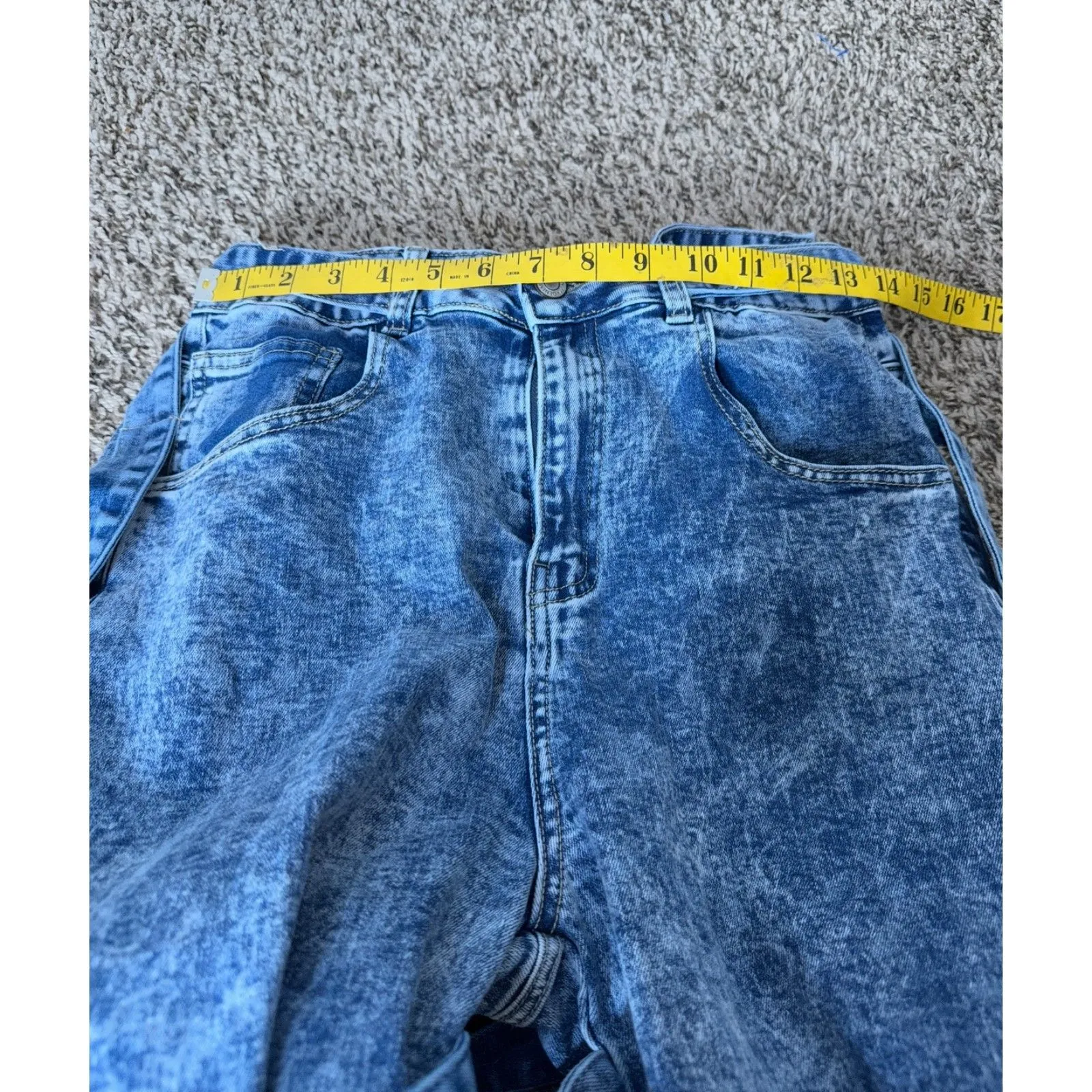 Labijou Acid Wash Grunge Strappy Jeans Womens Sz M Y2k Skater Straight Leg - Image 7