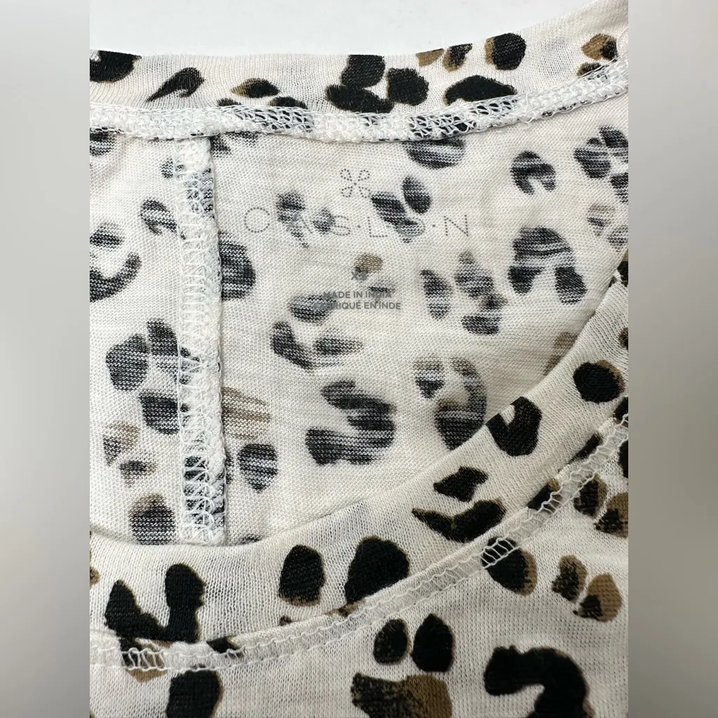 Caslon‎ Long Sleeve Shirt Women’s Size XS Ivory Black Animal Cheetah Print New - Image 8