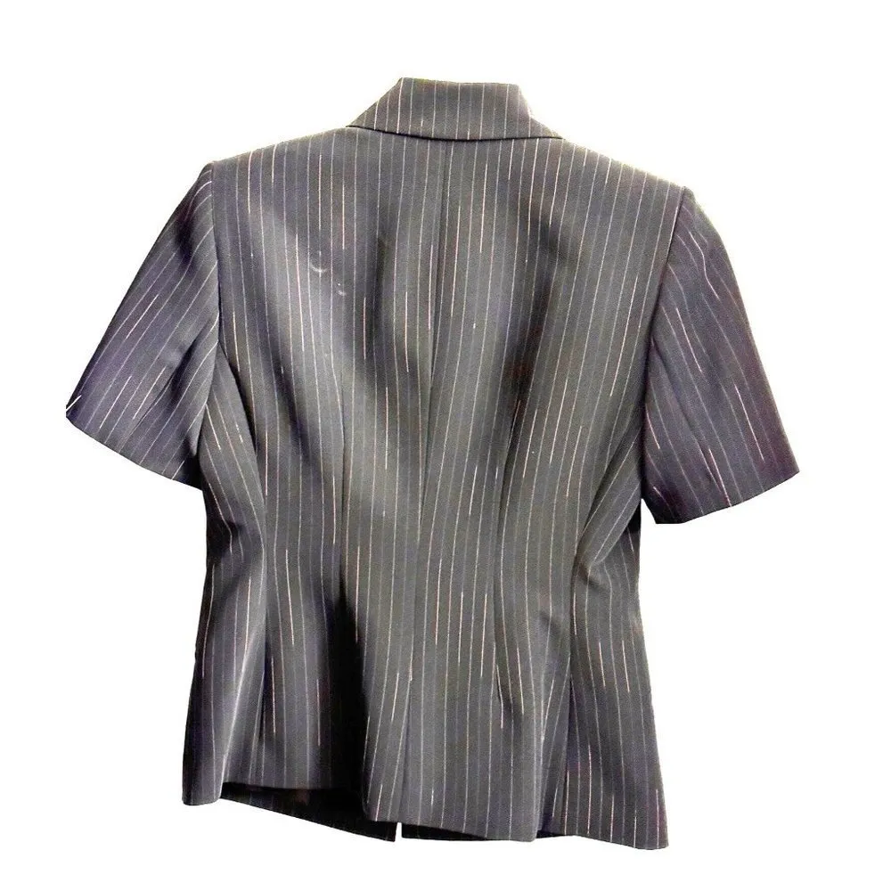 Petite Women’s Two Piece Striped Short Sleeves Suit Size 2P Black Sk2156 - Image 13