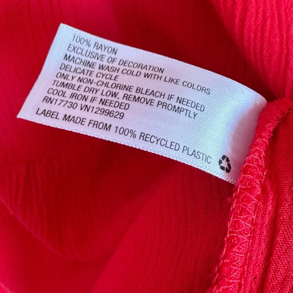 Knox Rose Boho Floral Embroidered Red Swing Dress Casual V-neck Short Sleeve XS - Image 6