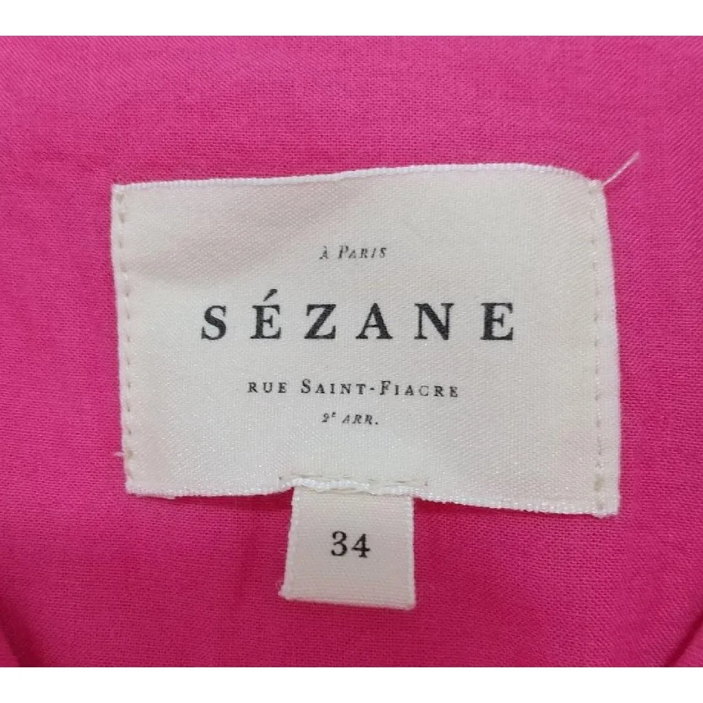 Sezane Sol hot pink Eyelet cotton Mini Dress Size34  bust34 US2 - Image 4