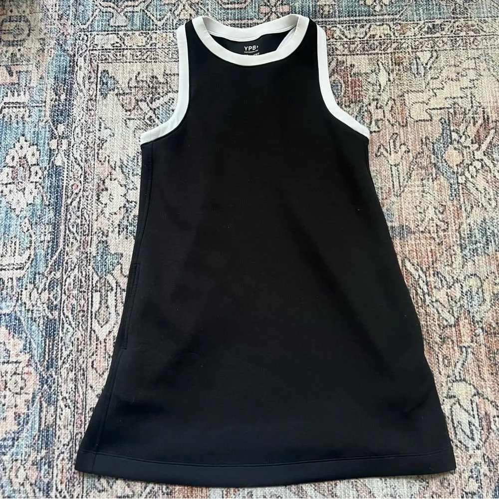 Abercrombie YPB neoKnit Mini Dress Black with White Trim Size Small Racerback - Image 7