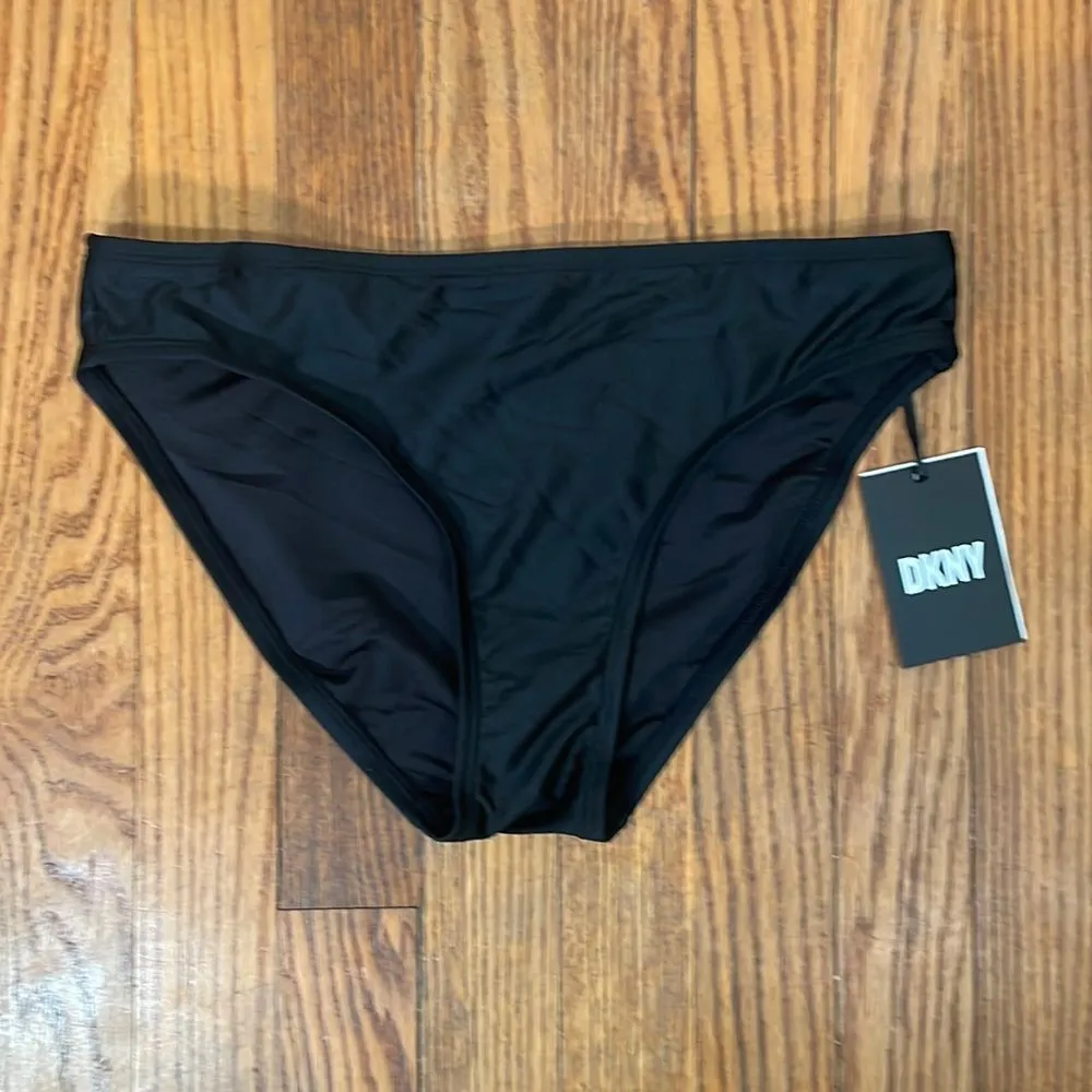 DKNY Mid‎ Rise Full Coverage Bathing Suit Bikini Bottoms Black XS NWT - Image 2