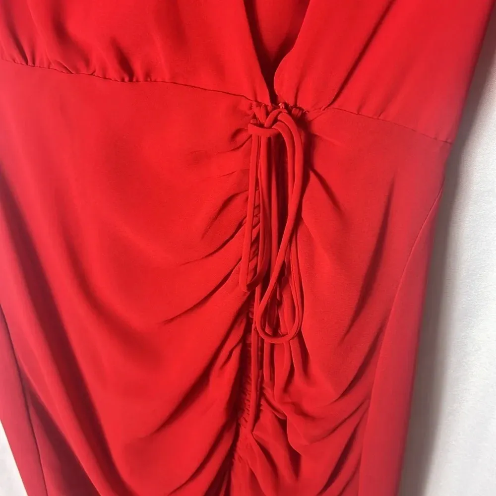 Leyden Bright Red Midi Sheer Bottom Size M Dress Size M - Image 8