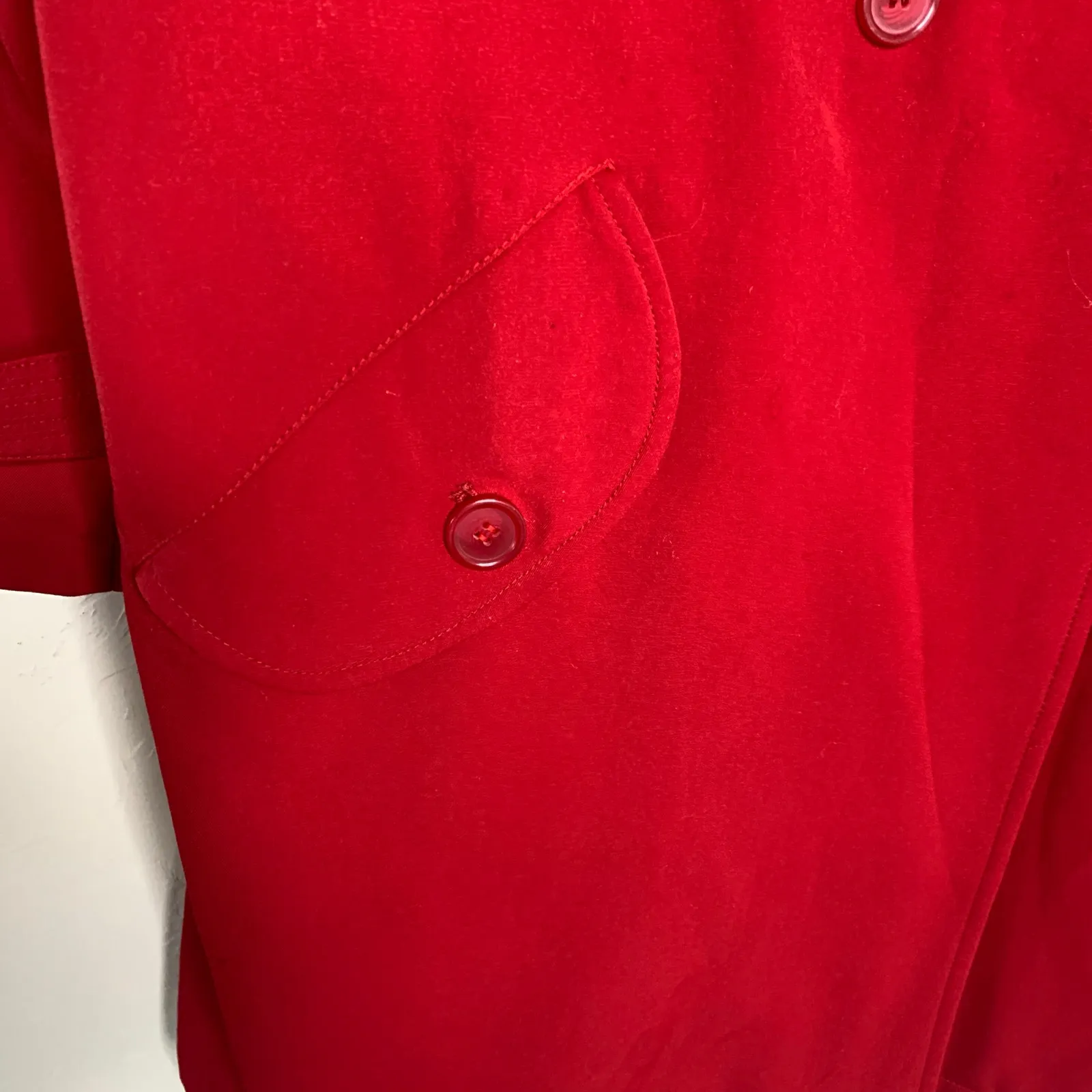 Vintage Preston & York Red Trench Coat Size 14 Double Breasted - Image 8