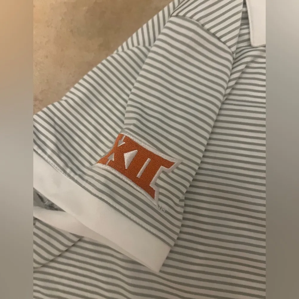 Nike Golf Dri fit short sleeve polo grey white stripe texas longhorns softball - Image 4