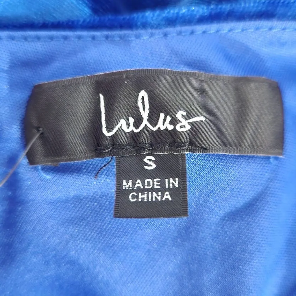 Lulus Blue Velvet Cocktail Mini Dress NWT Size Small Blue Velvet Dress - Image 7