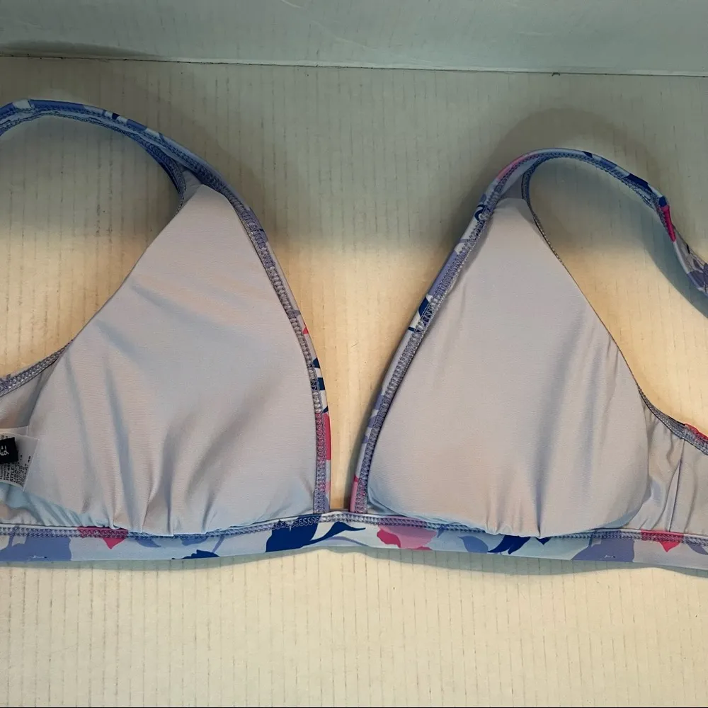 Splendid Swim Top Floral Flurry Bikini RSC Halter Bra Sz L NWT Blue Pink Floral - Image 10