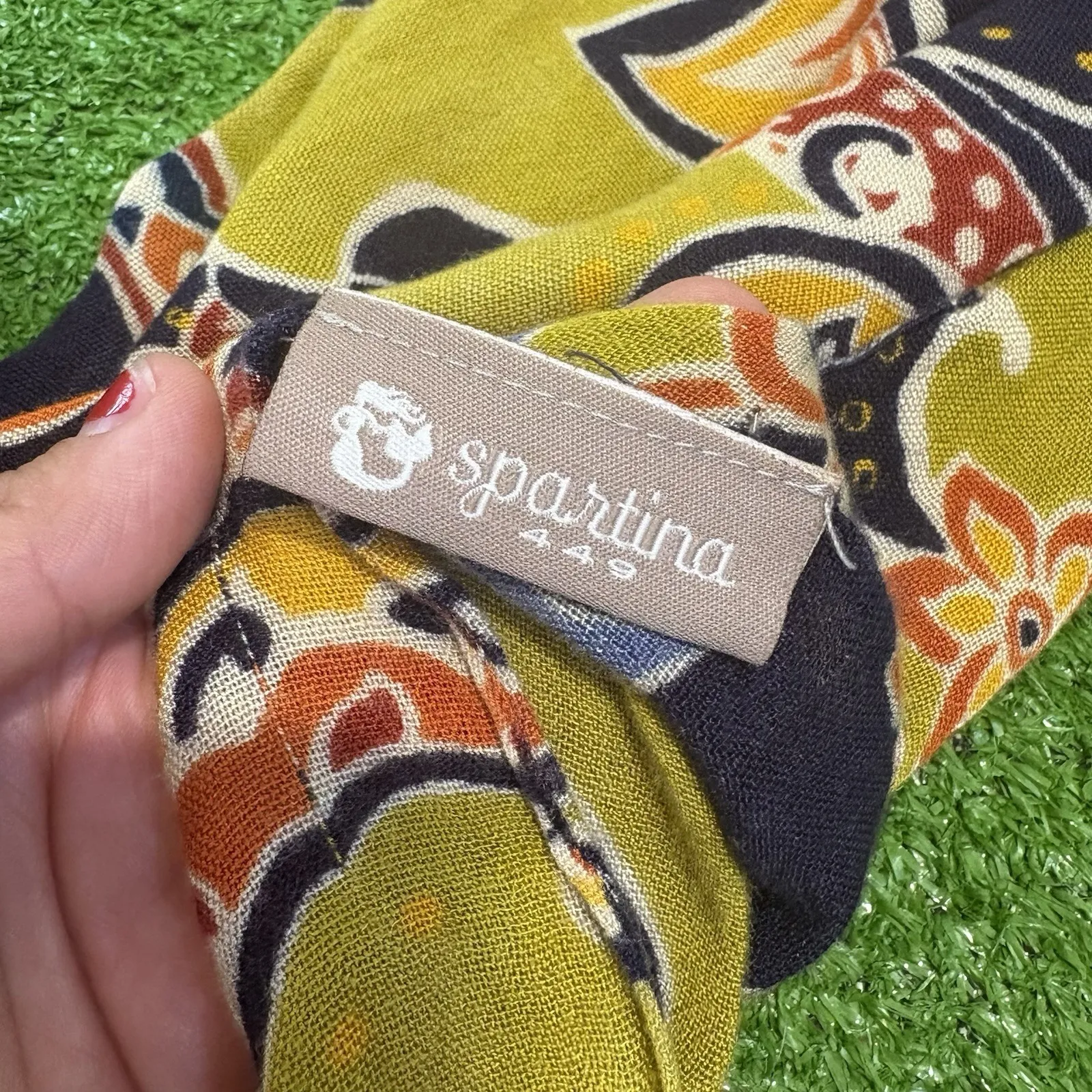 Spartina 449 Women Artsy Scarf Floral Paisley Multicolor Groovy Viscose Handmade - Image 2